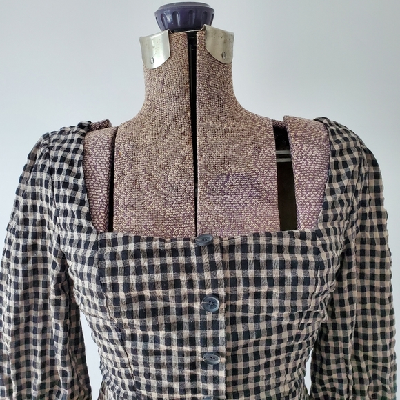 Essue black and white gingham mini dress size medium - Picture 3 of 13